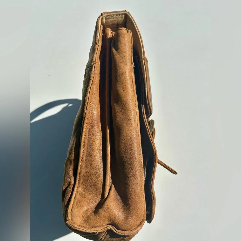 Scully Lamb Skin AeroSquadron Leather Briefcase Messenger Bag - Orange Brown